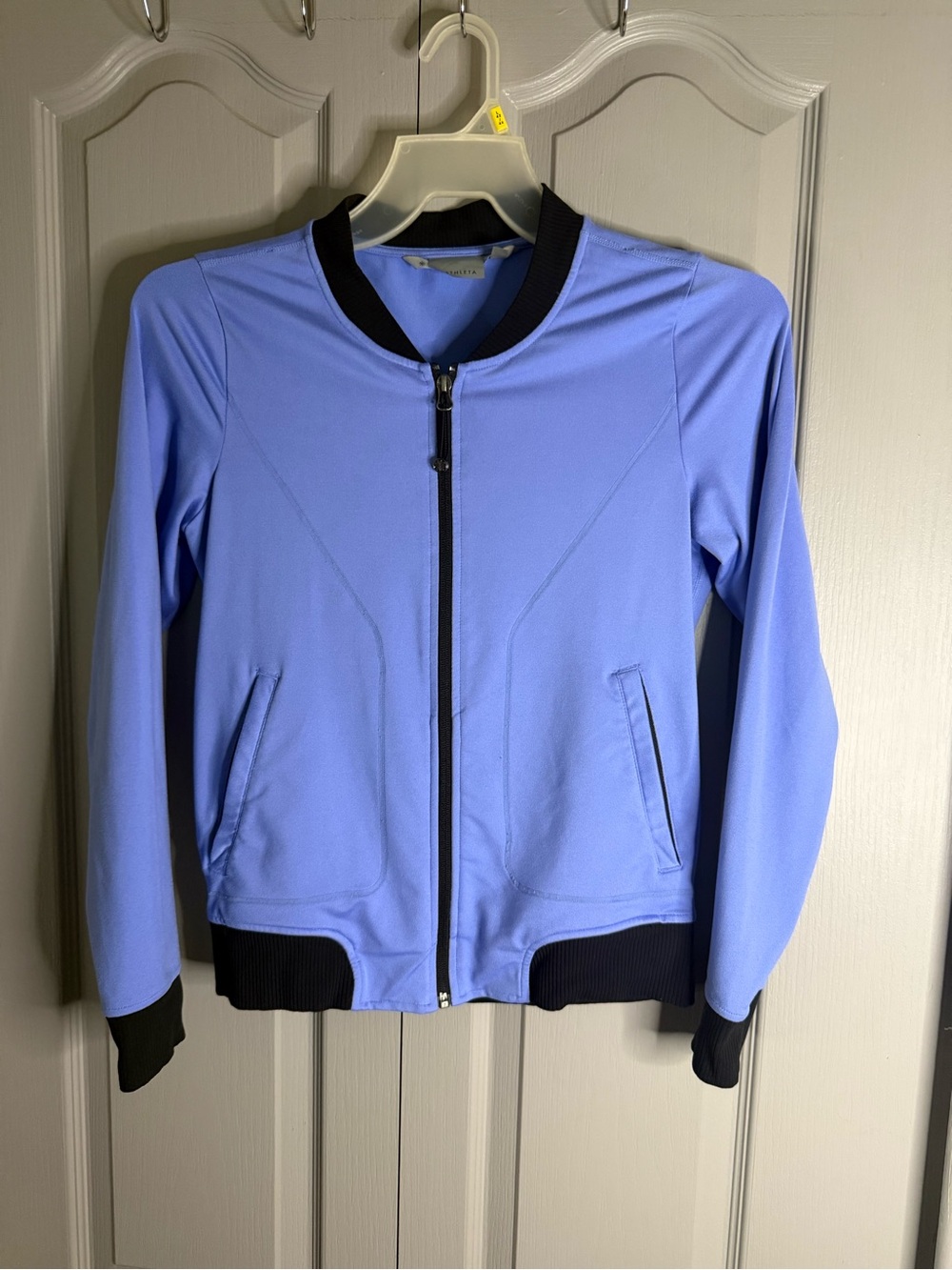Athleta Periwinkle Zip-up with Black Trim
